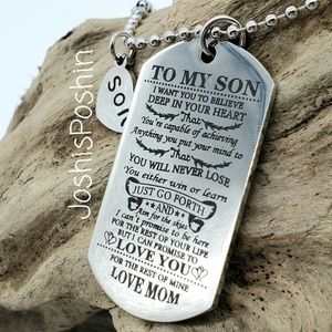 To my son, love mom steel necklace